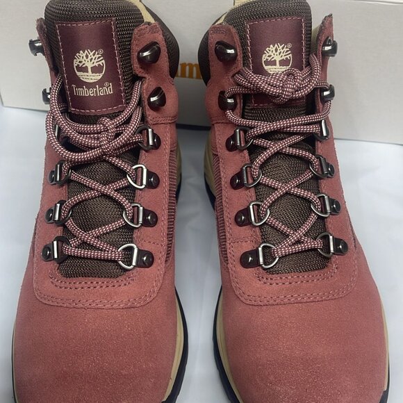 TIMBERLAND WOMEN'S WHITE LEDGE MID LC WATERPROOF BOOT HK MD RED SUEDE A2KNT-ET0 - Picture 5 of 8